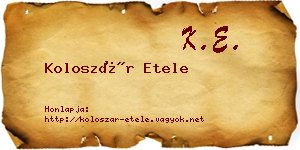 Koloszár Etele névjegykártya